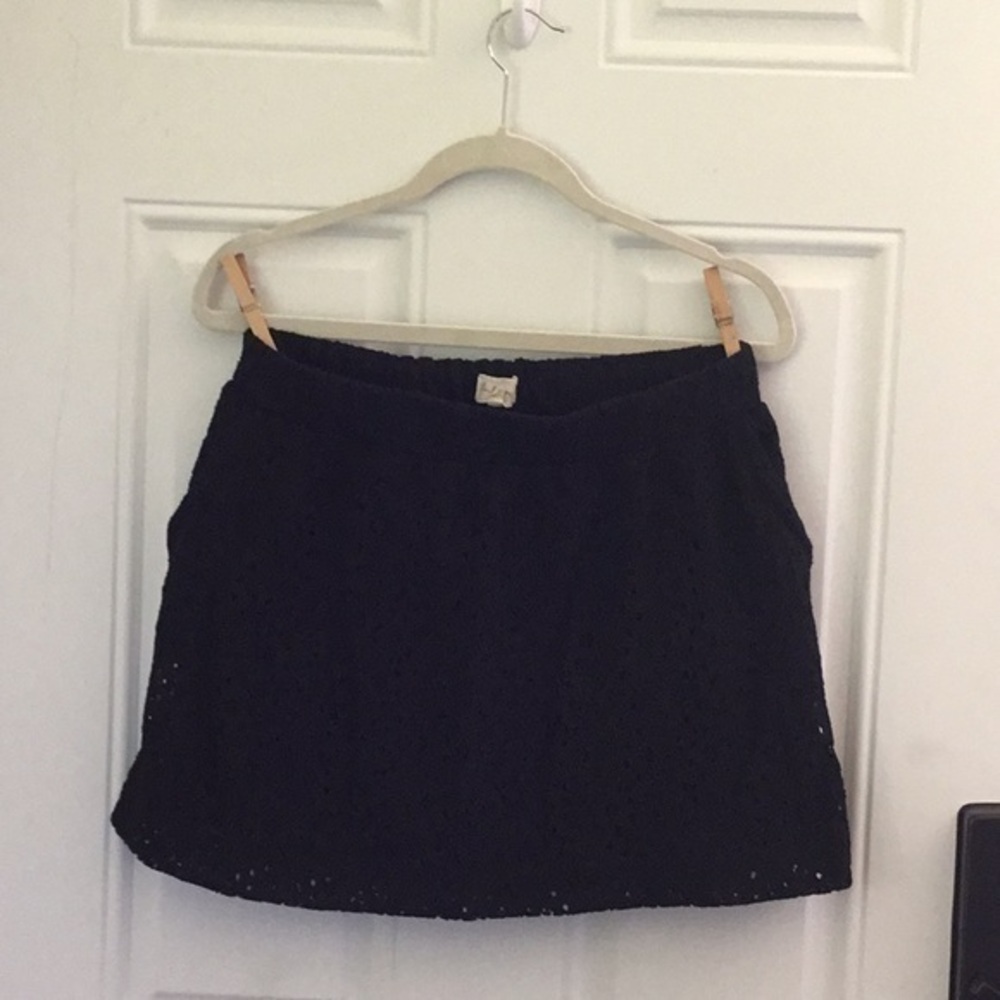 Lou & Grey by LOFT BLACK cotton Skirt w pockets